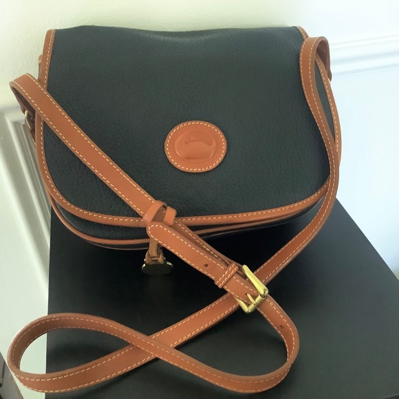 Vintage Dooney & Bourke Pebble Leather Bag Cross Body Purse All Weather Navy - Picture 5 of 12